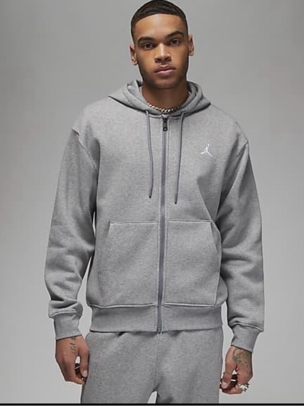 Nike Jordan Gray Full Zip Hoodie XL Jumpman Logo Athletic Sweatshirt